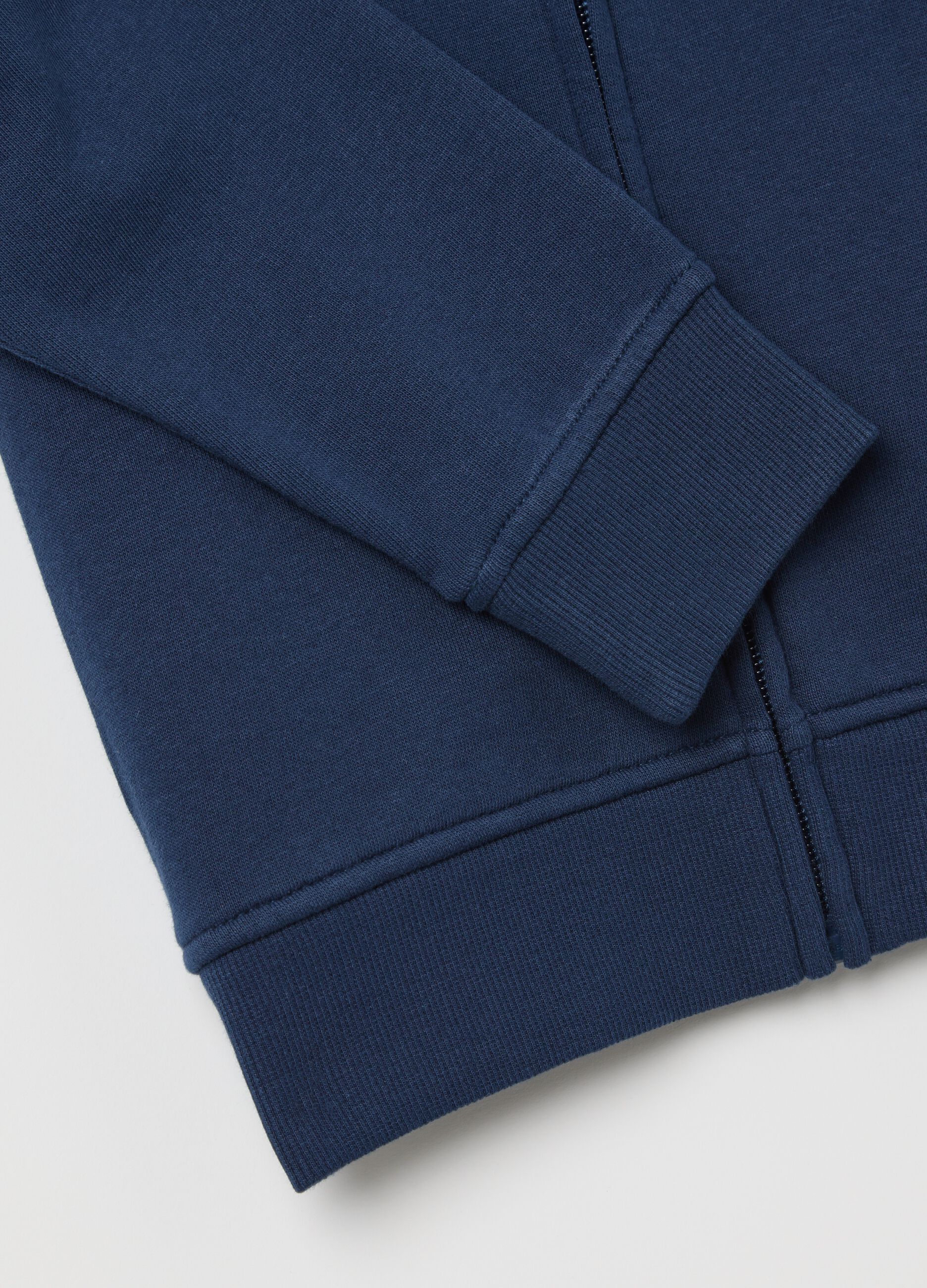 Full-zip sweatshirt in solid colour French terry