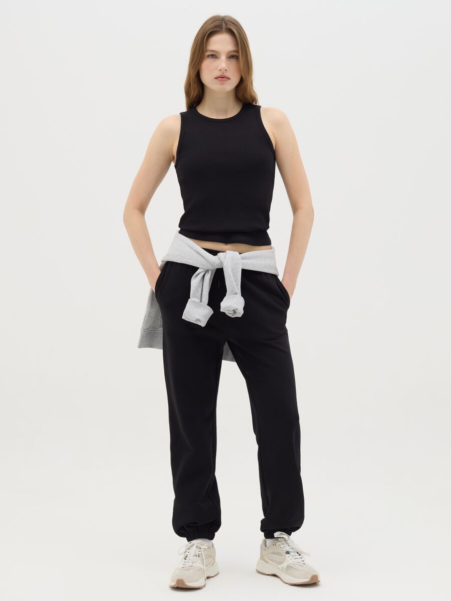 Black stretch cotton tank top by Ovs_1