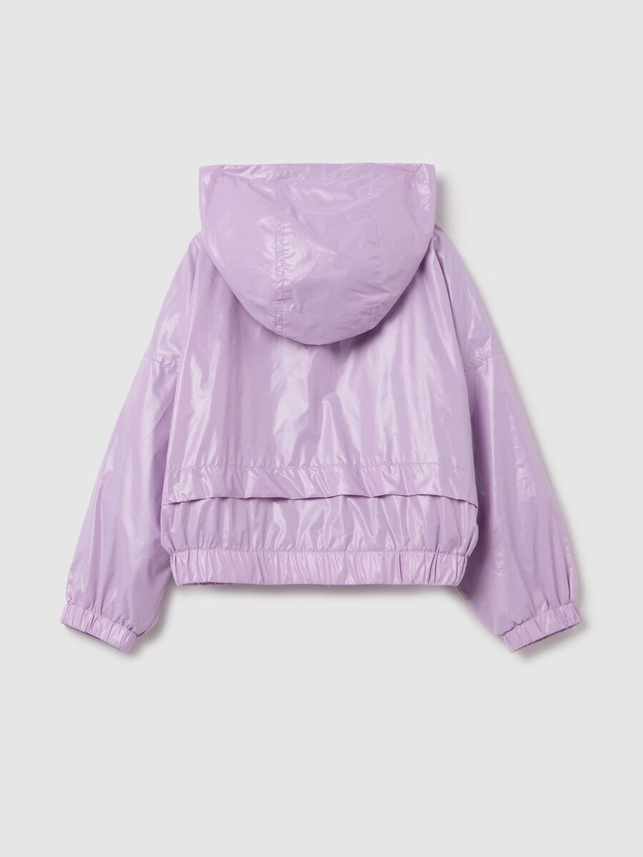 Shiny waterproof jacket with hood_1