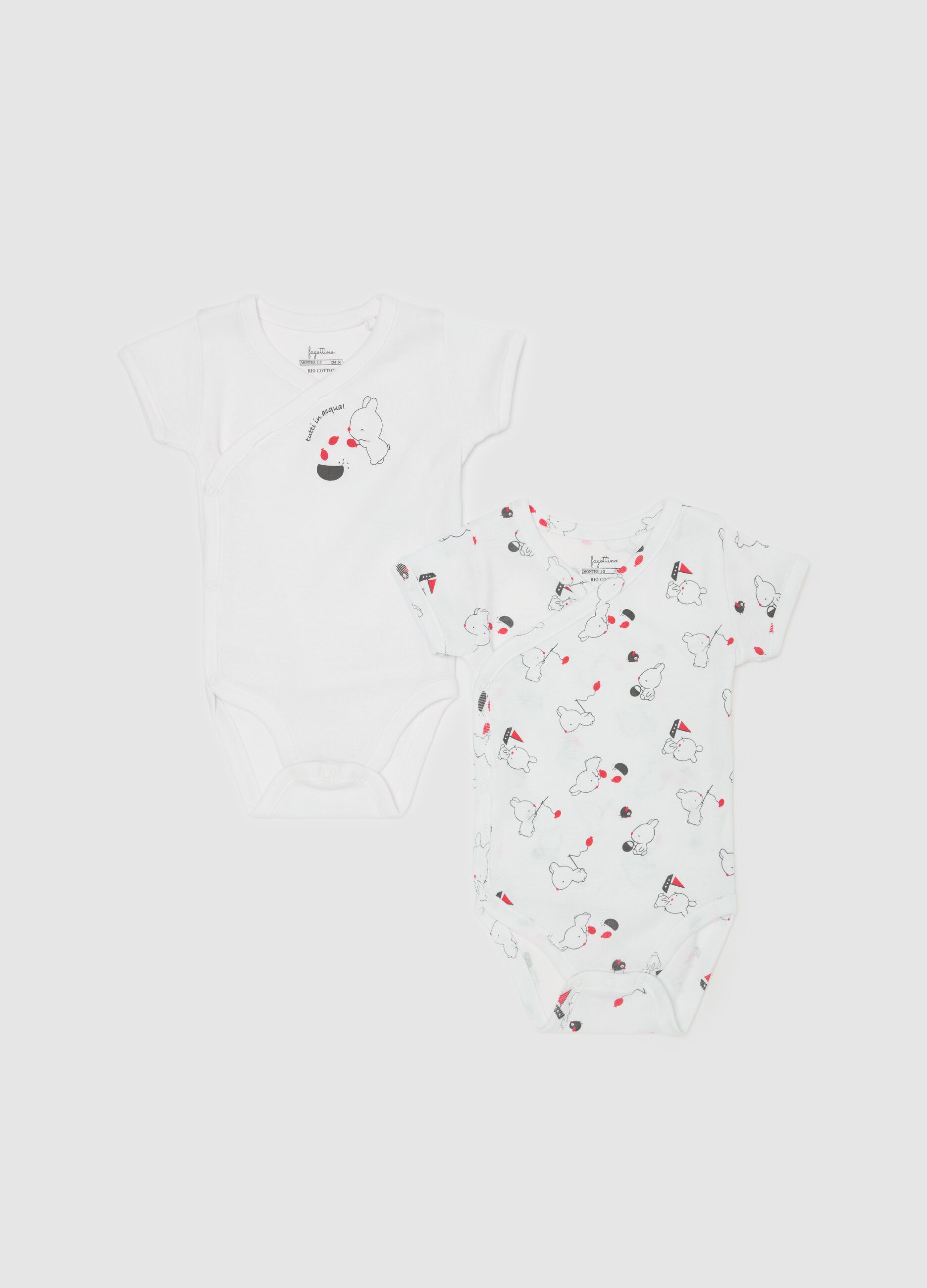 Two-pack organic cotton bodysuits with print