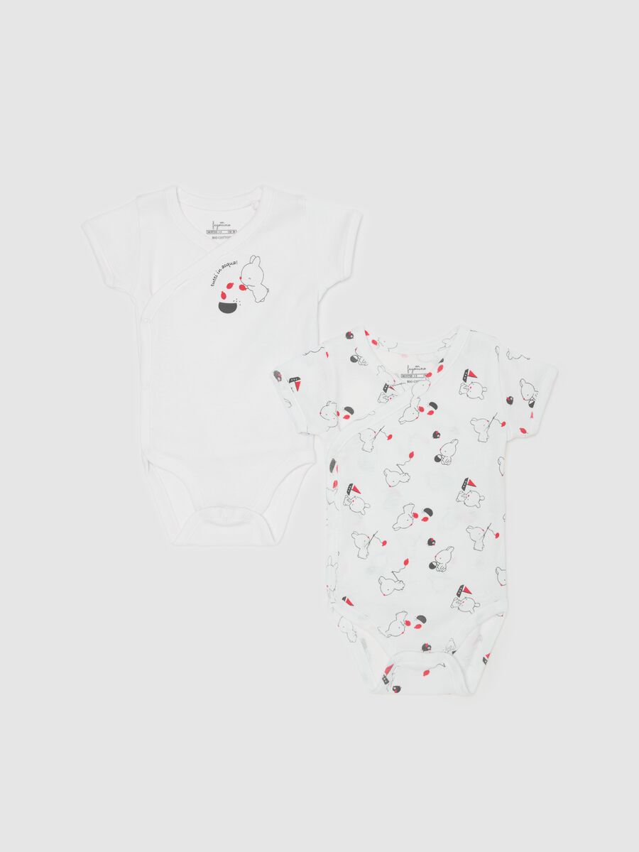 Two-pack organic cotton bodysuits with print_0