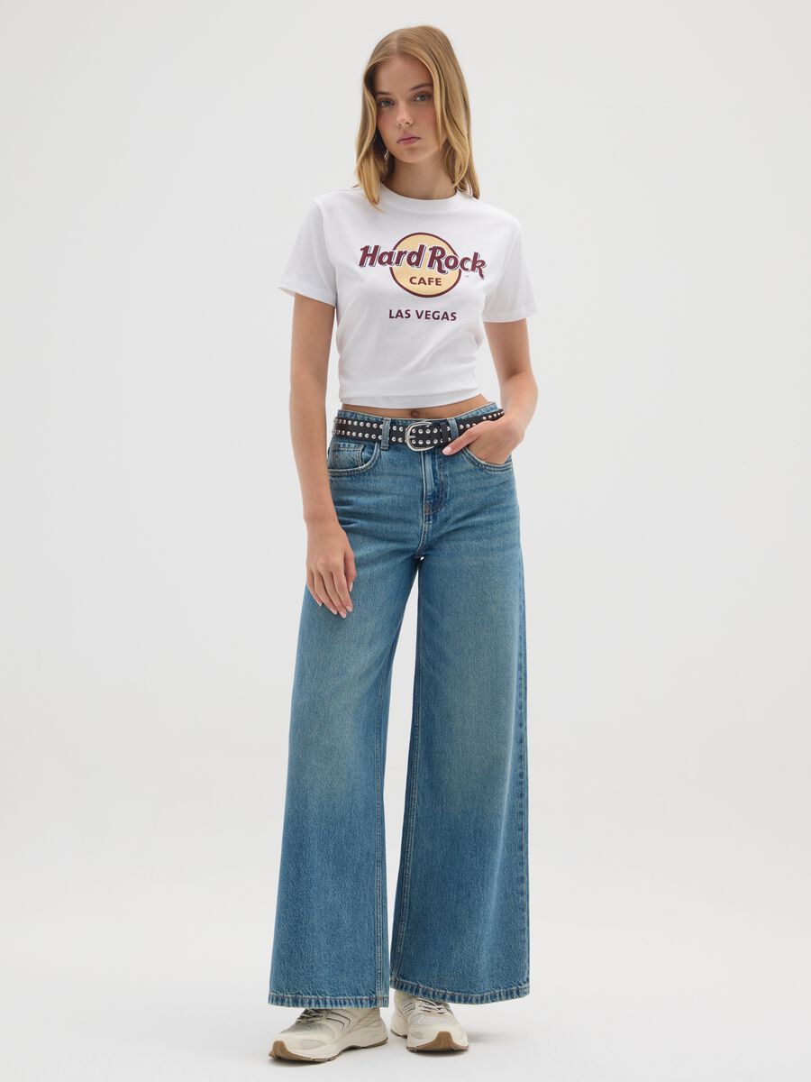 T-shirt bianca in puro cotone con stampa Hard Rock Cafe_0