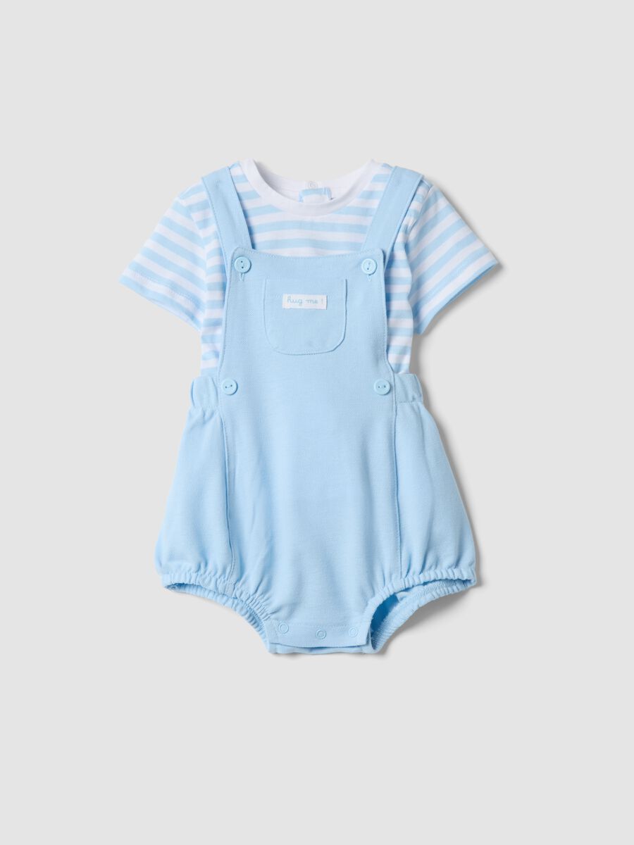 Set in puro cotone bianco e azzurro per neonati_0