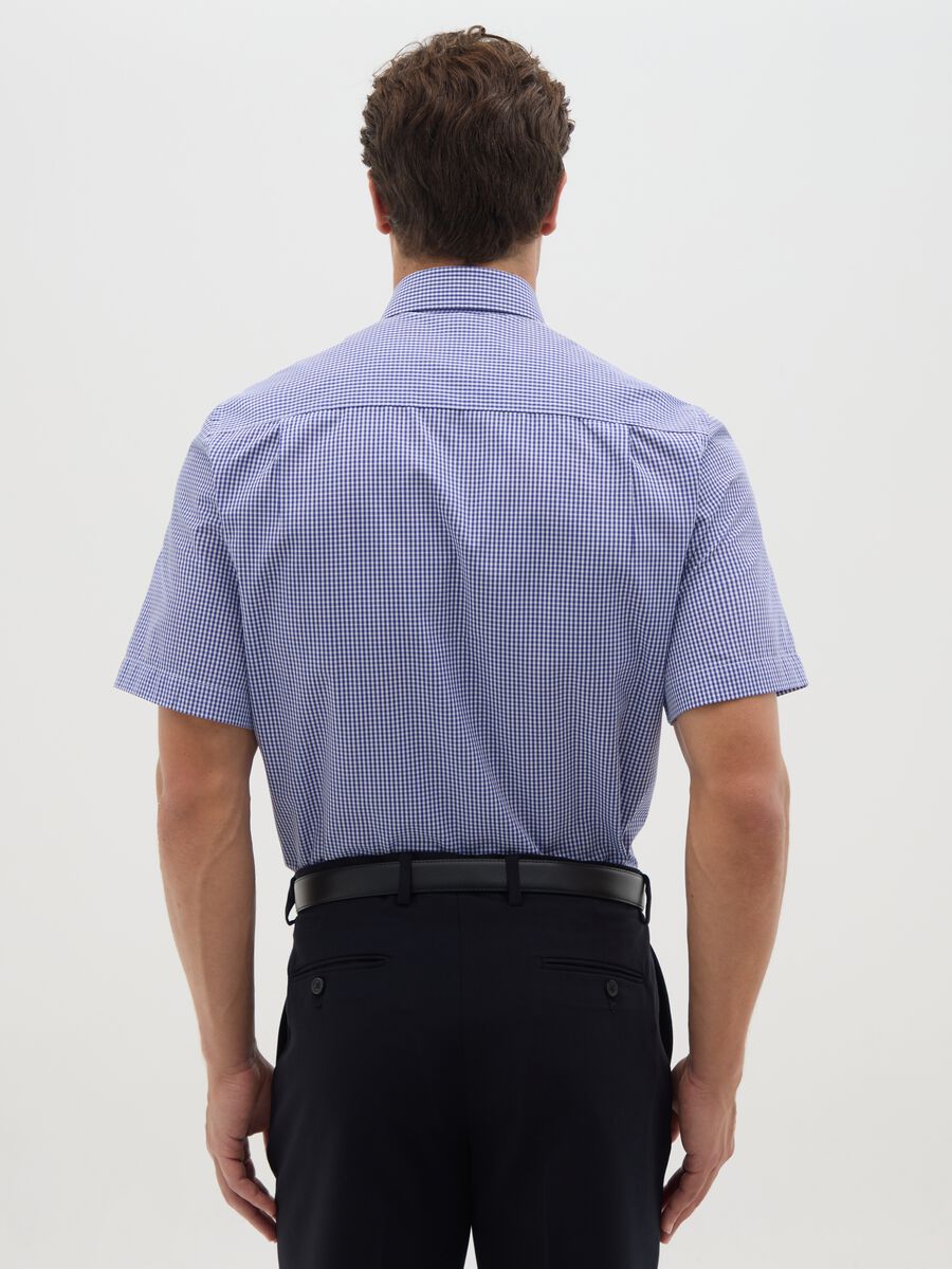 Men's blue regular fit cotton blend shirt_2