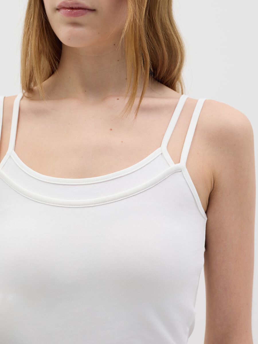 Women’s white regular-fit vest top in stretch cotton_3