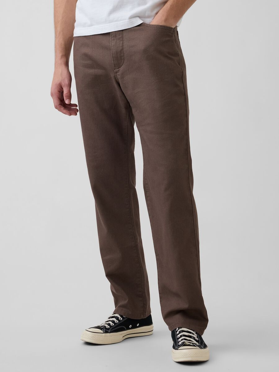 Linen and cotton blend trousers_0