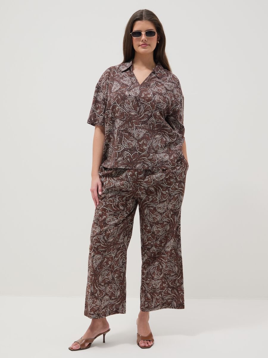 Brown pure viscose shirt with paisley print_1