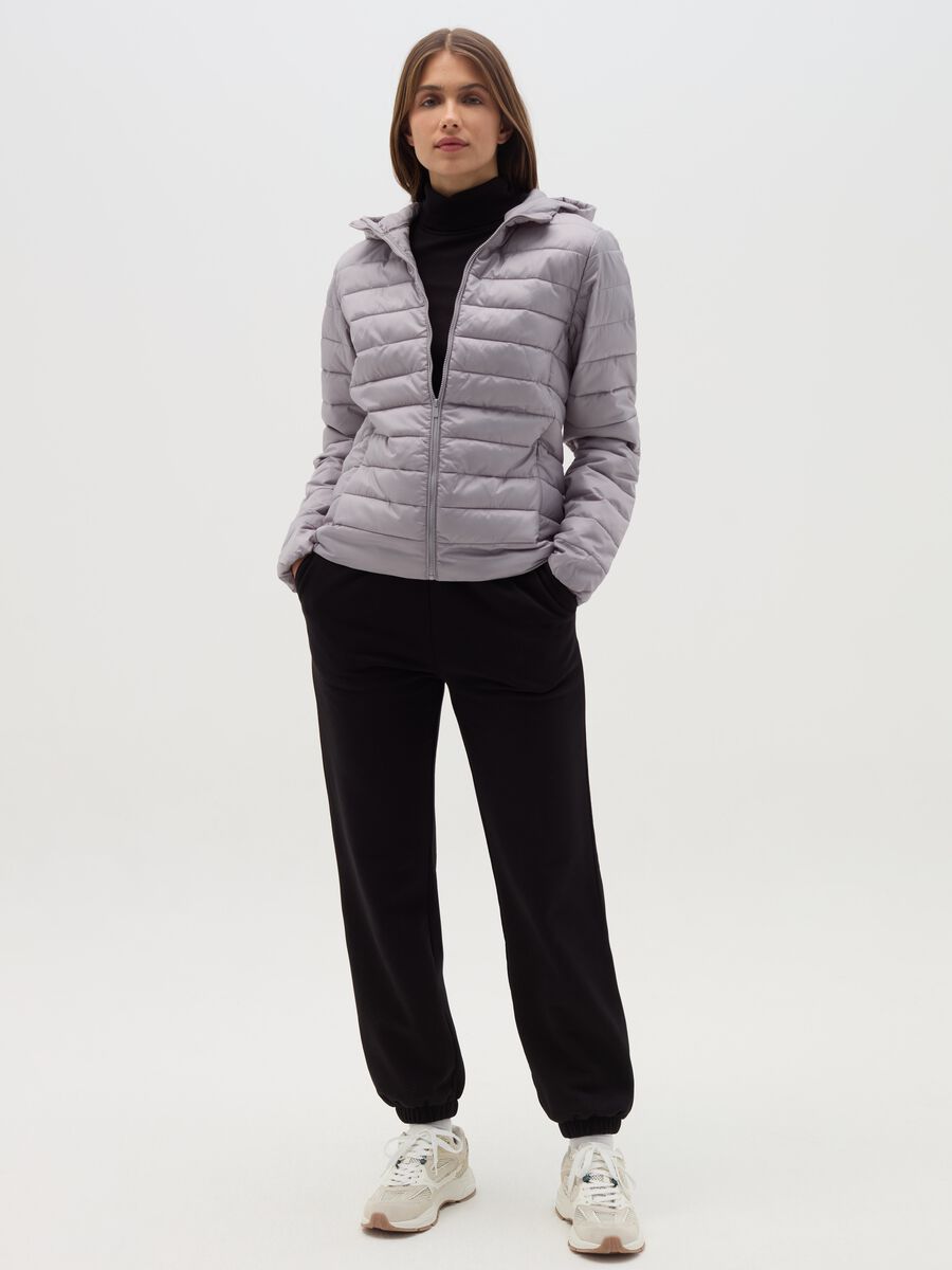 Ultralight short down jacket with hood and zip_1