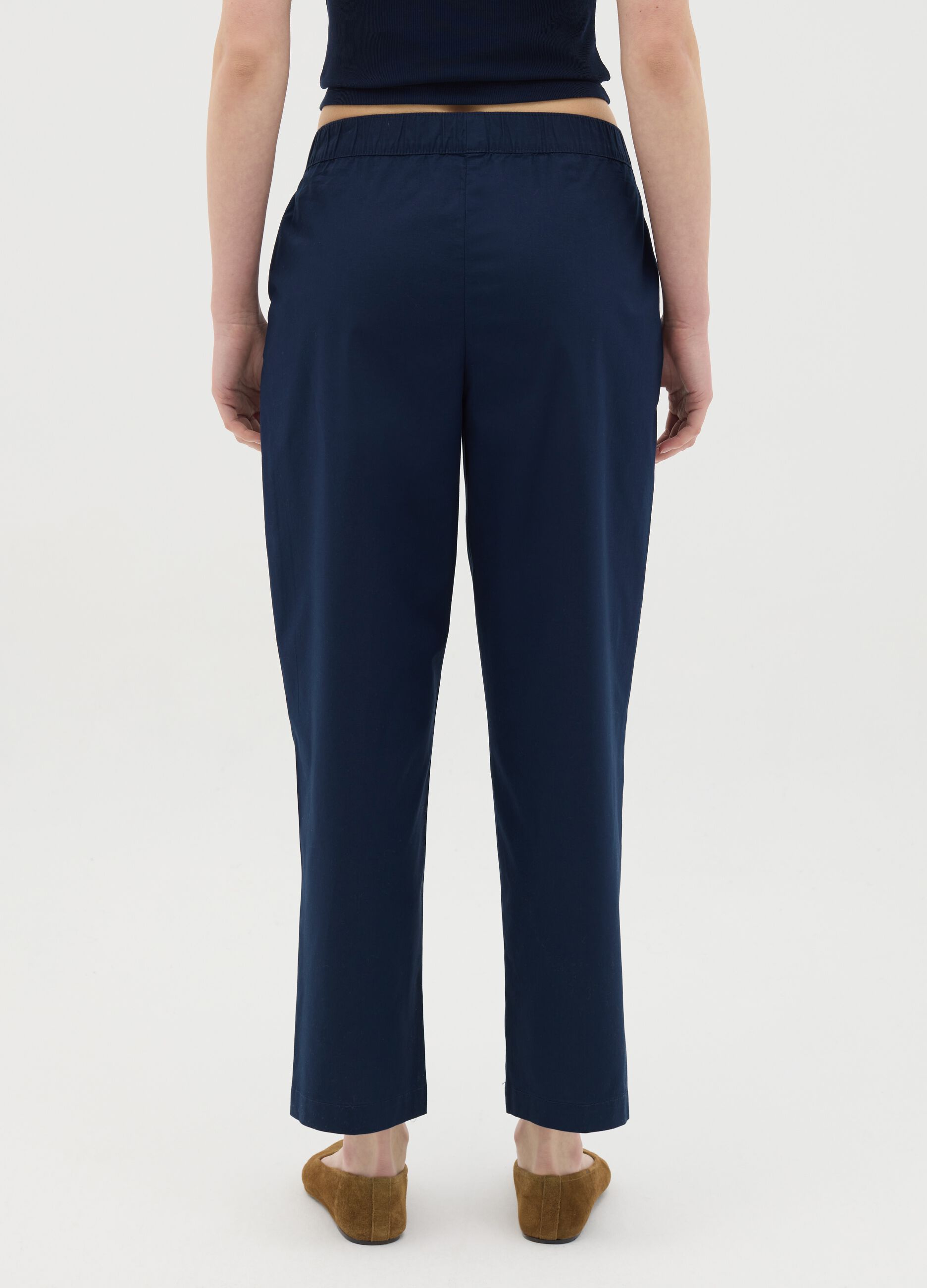Pantaloni da donna in cotone elasticizzato blu regular fit