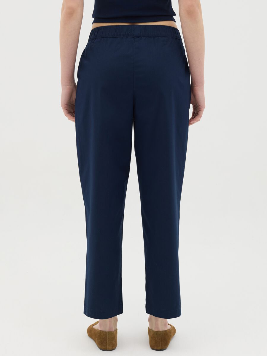 Women's regular fit blue stretch cotton trousers_3