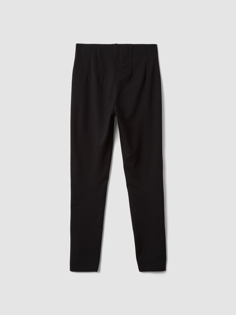 Leggings neri in punto Milano di viscosa elasticizzata slim fit_6