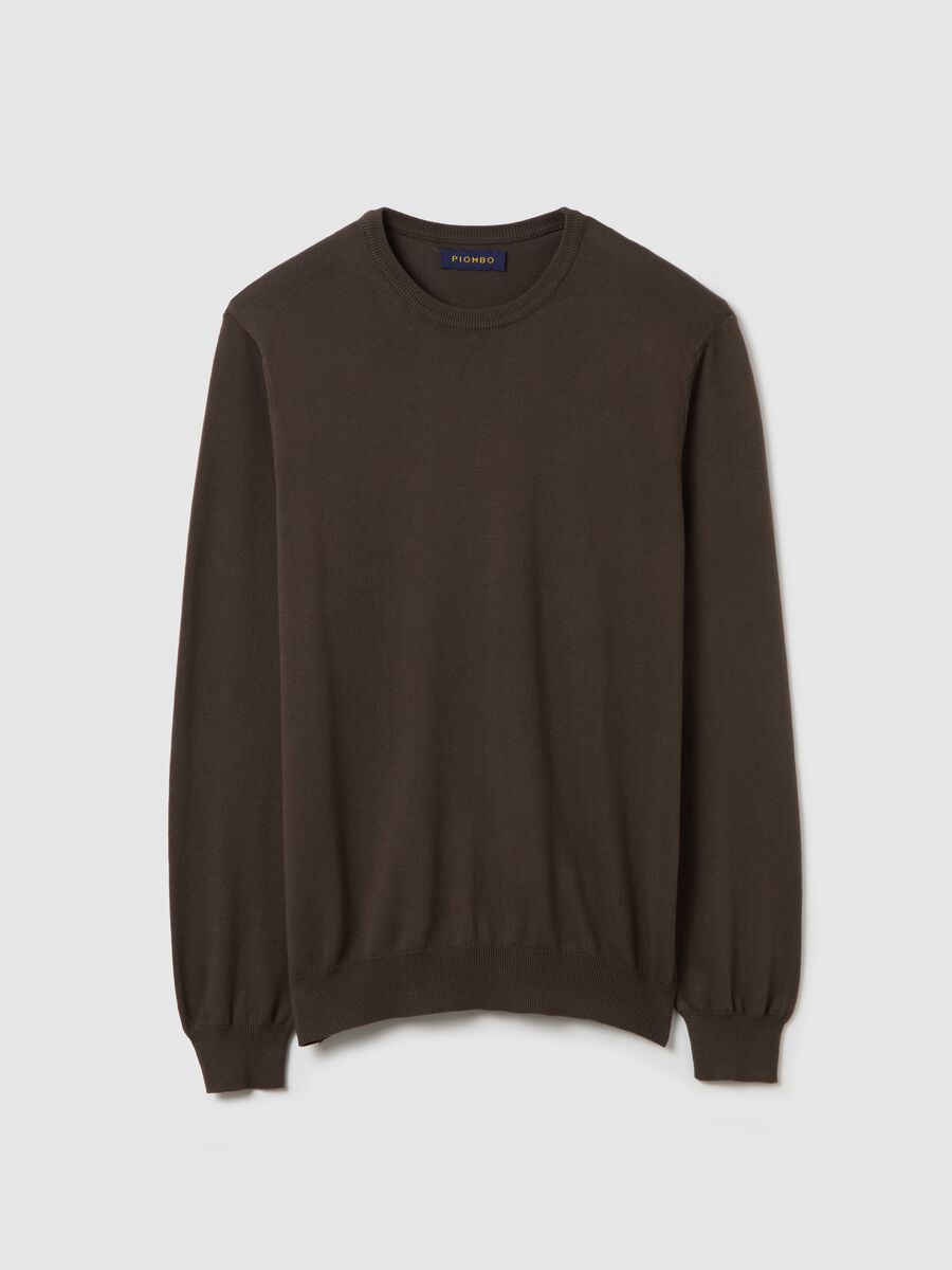 Solid colour pullover with round neck_4