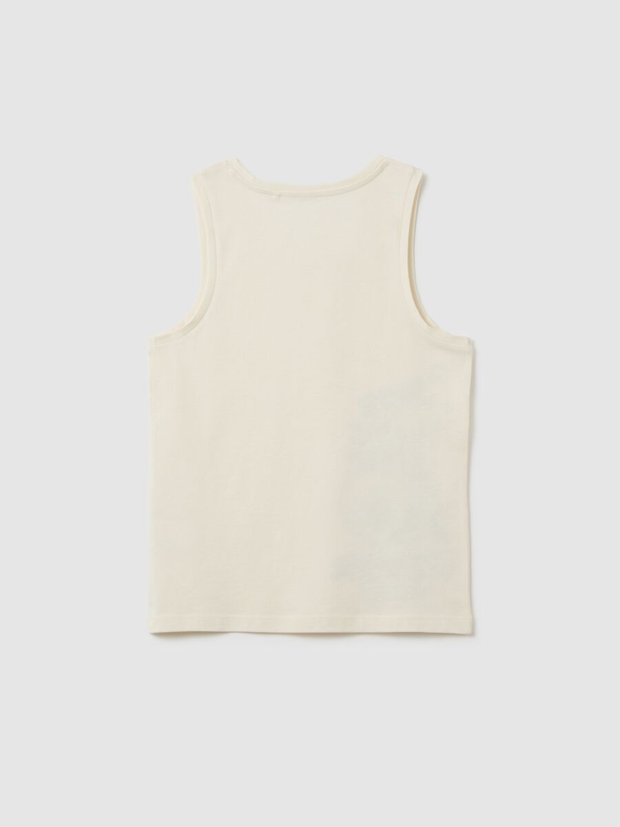 Boys' beige pure cotton regular fit tank top_1