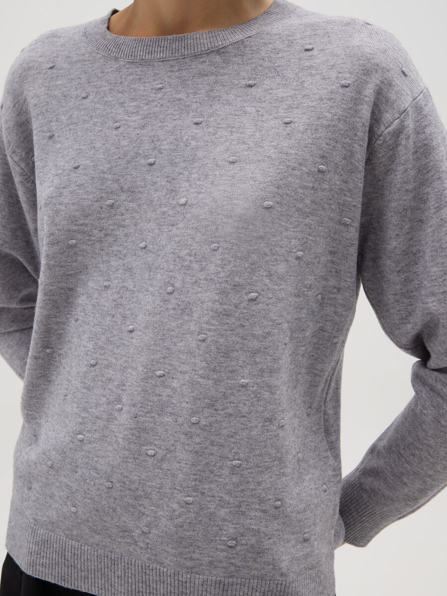 Grey Long-Sleeve Top with Textured Details_3