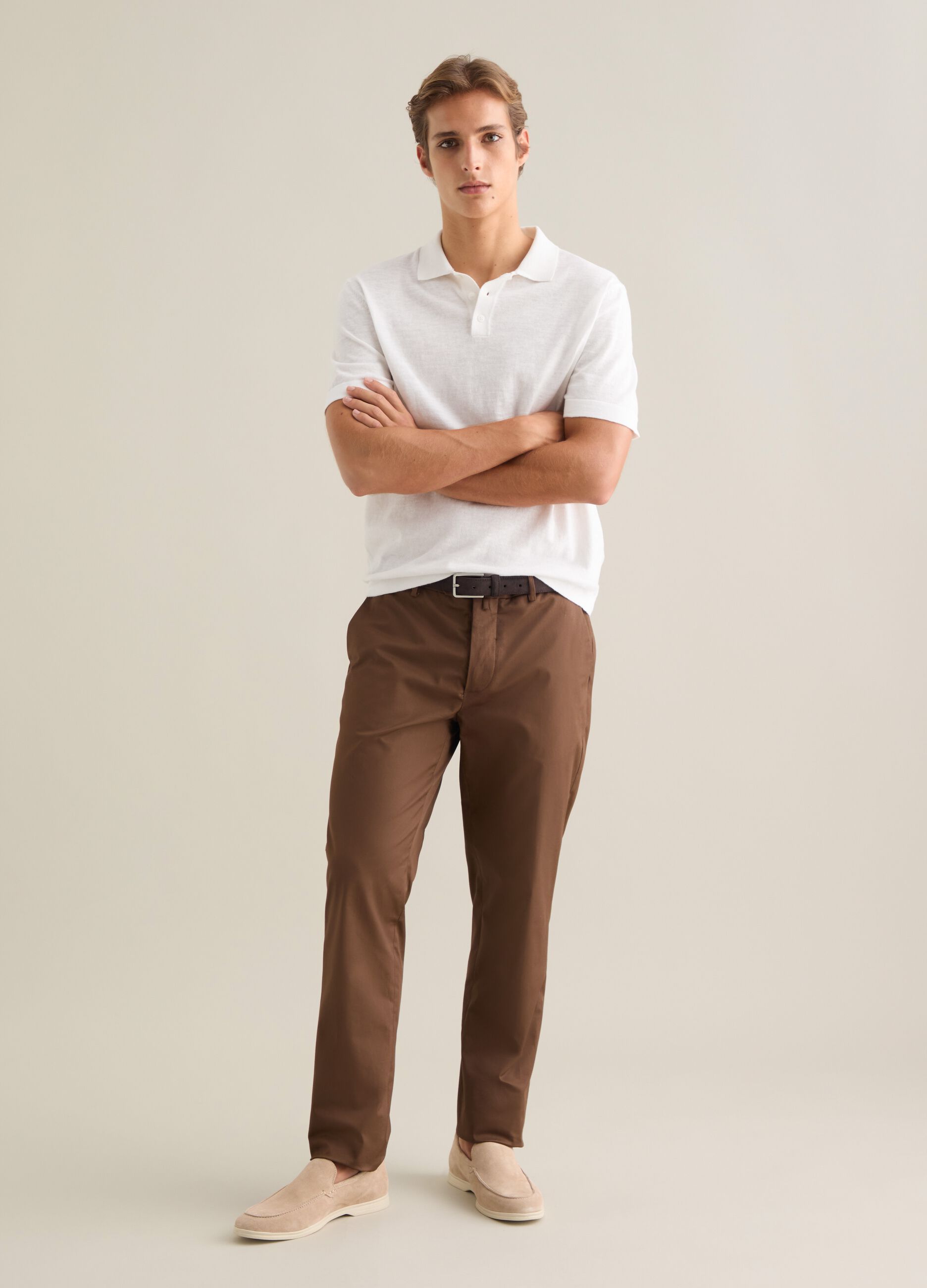 Mocassini da uomo in vera pelle beige