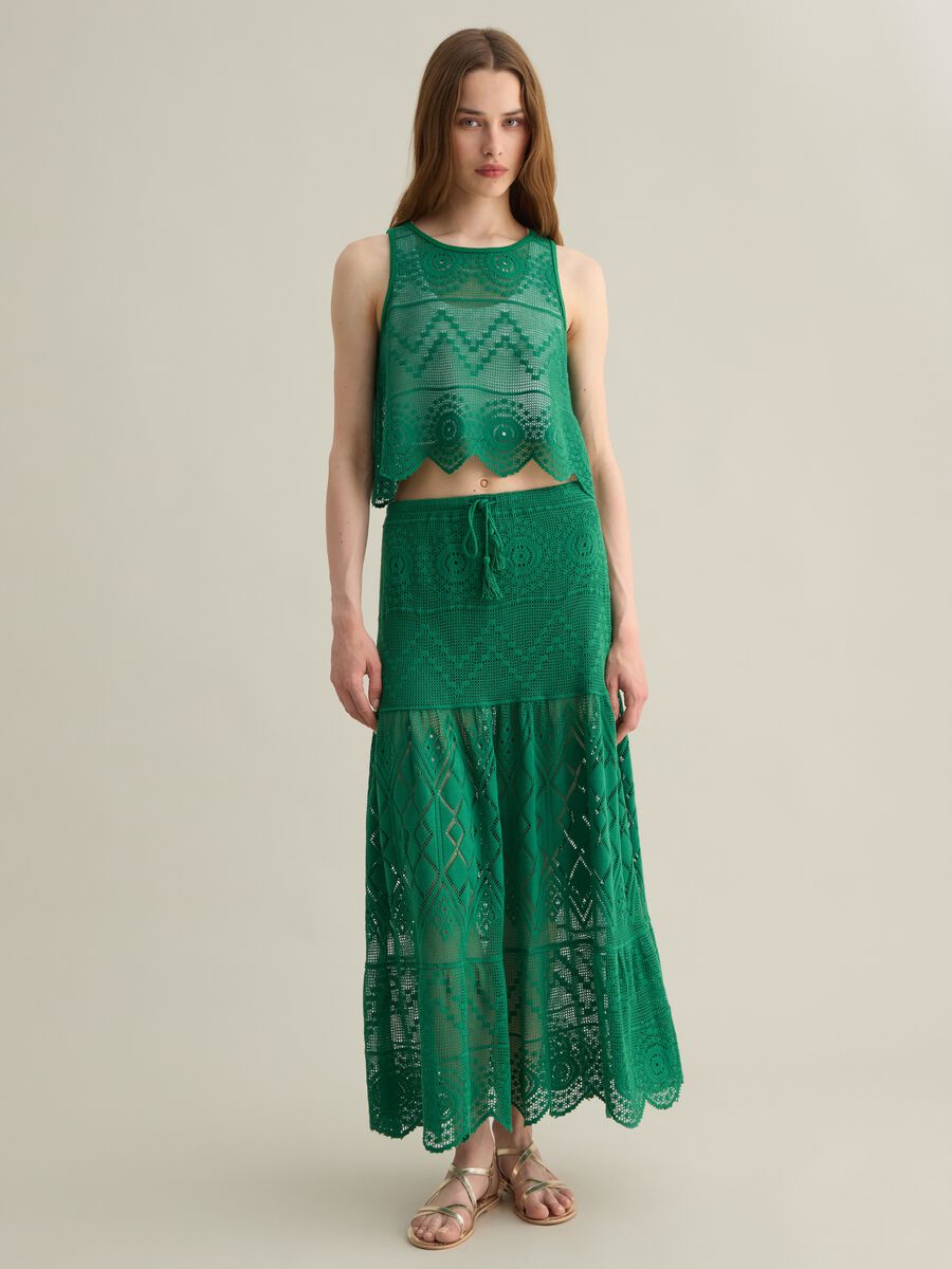 Green skirt with cotton and polyester texture Piombo_0