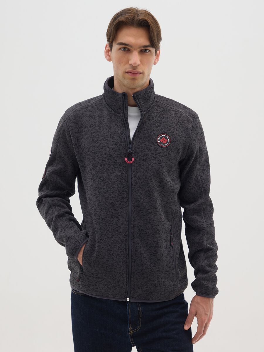 Heavy grey jacket with zip and Canada Trail logo_0