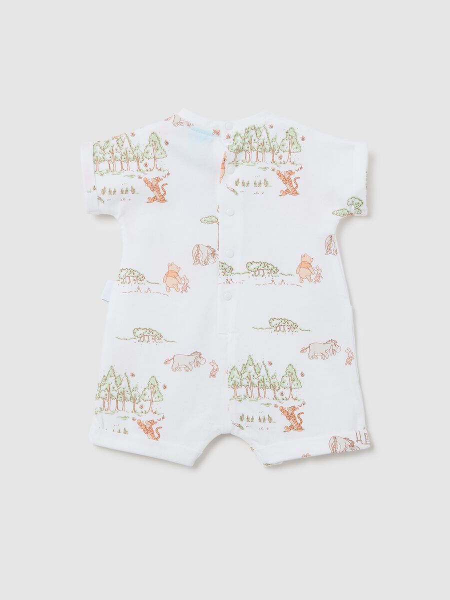 White romper suit in cotton with Winnie the Pooh embroidery and print_1