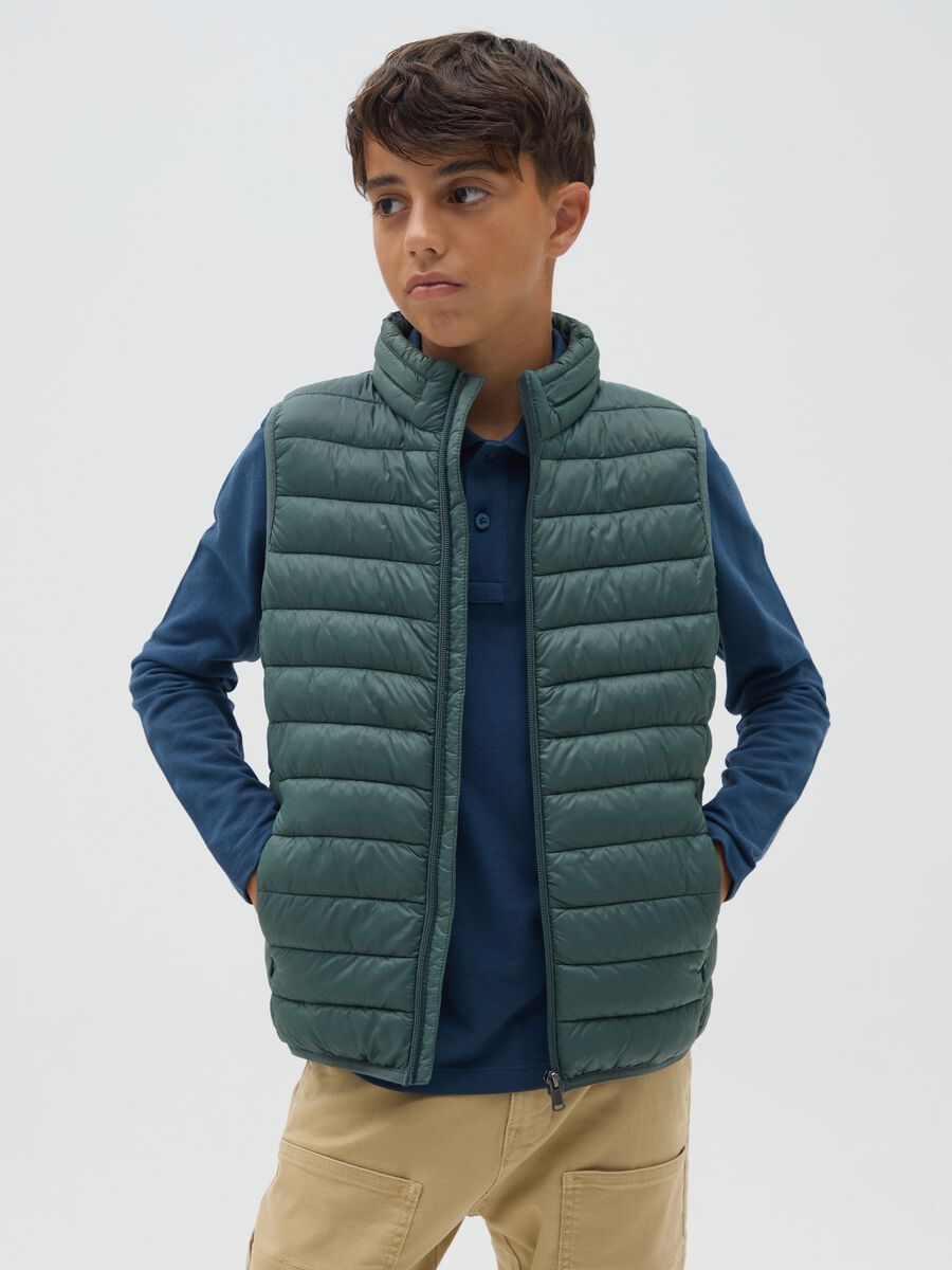 Regular fit waterproof green boy's vest_0