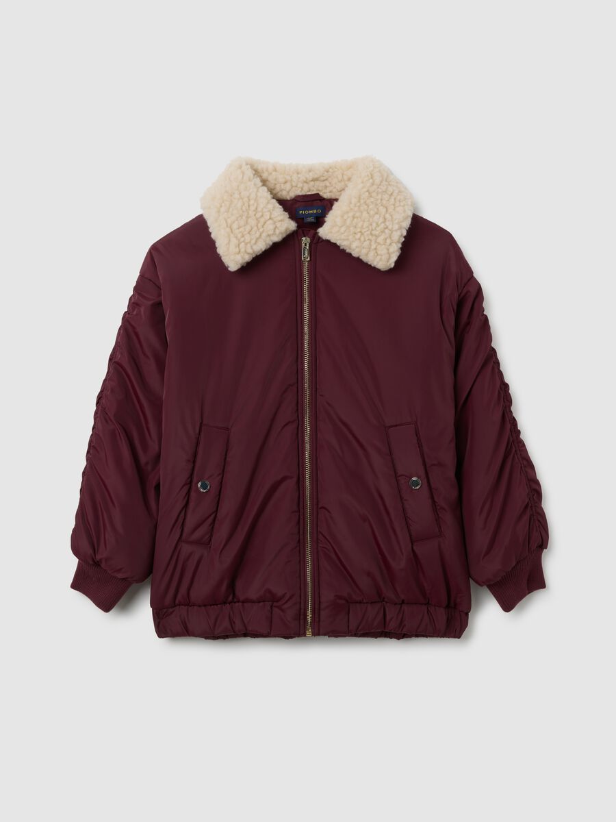 Giacca imbottita rossa da bambina con zip_3