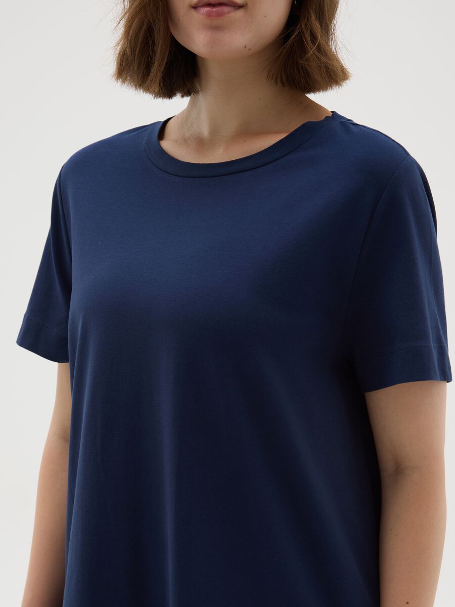 Women's long blue cotton dress, regular fit_2