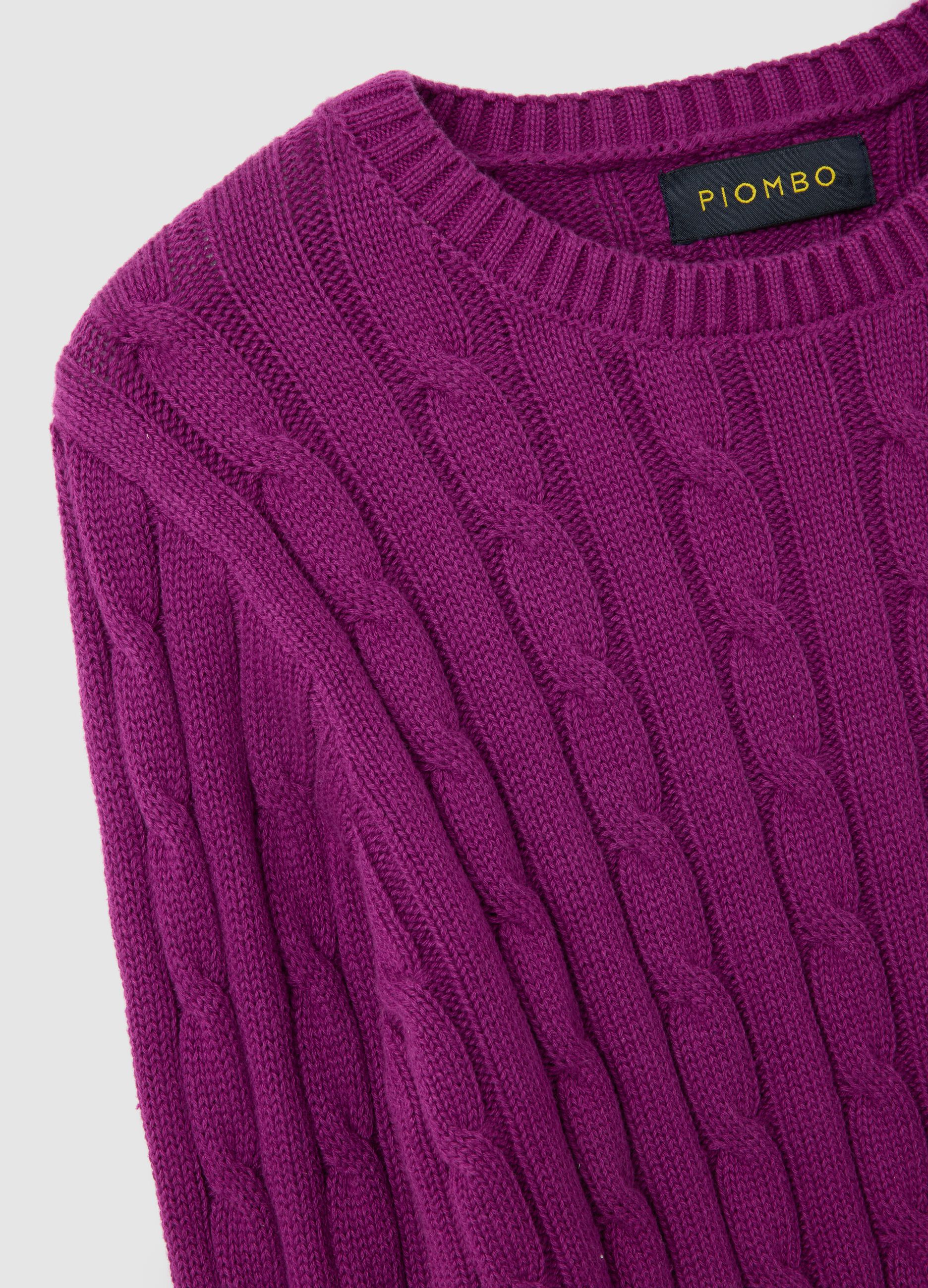 Maglione in puro cotone viola regular fit
