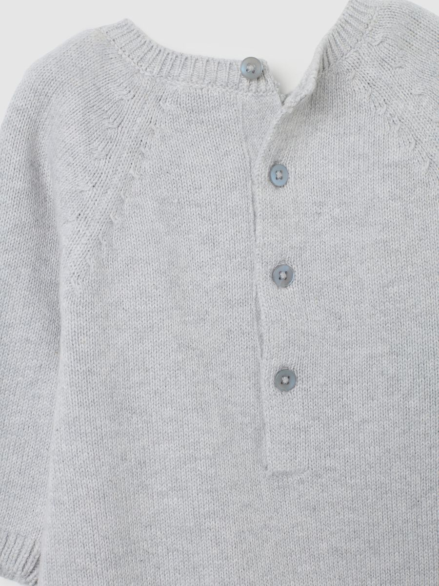 Grey newborn romper in pure cotton with buttons_3