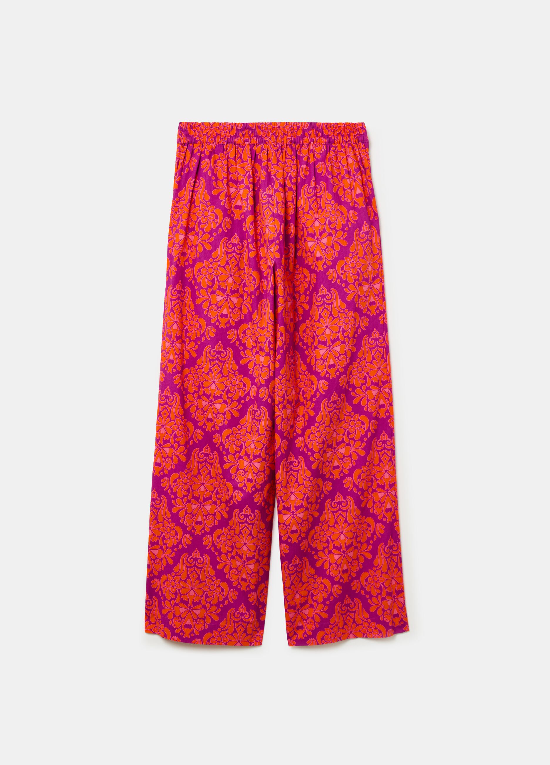 Pantalone wide leg stampato