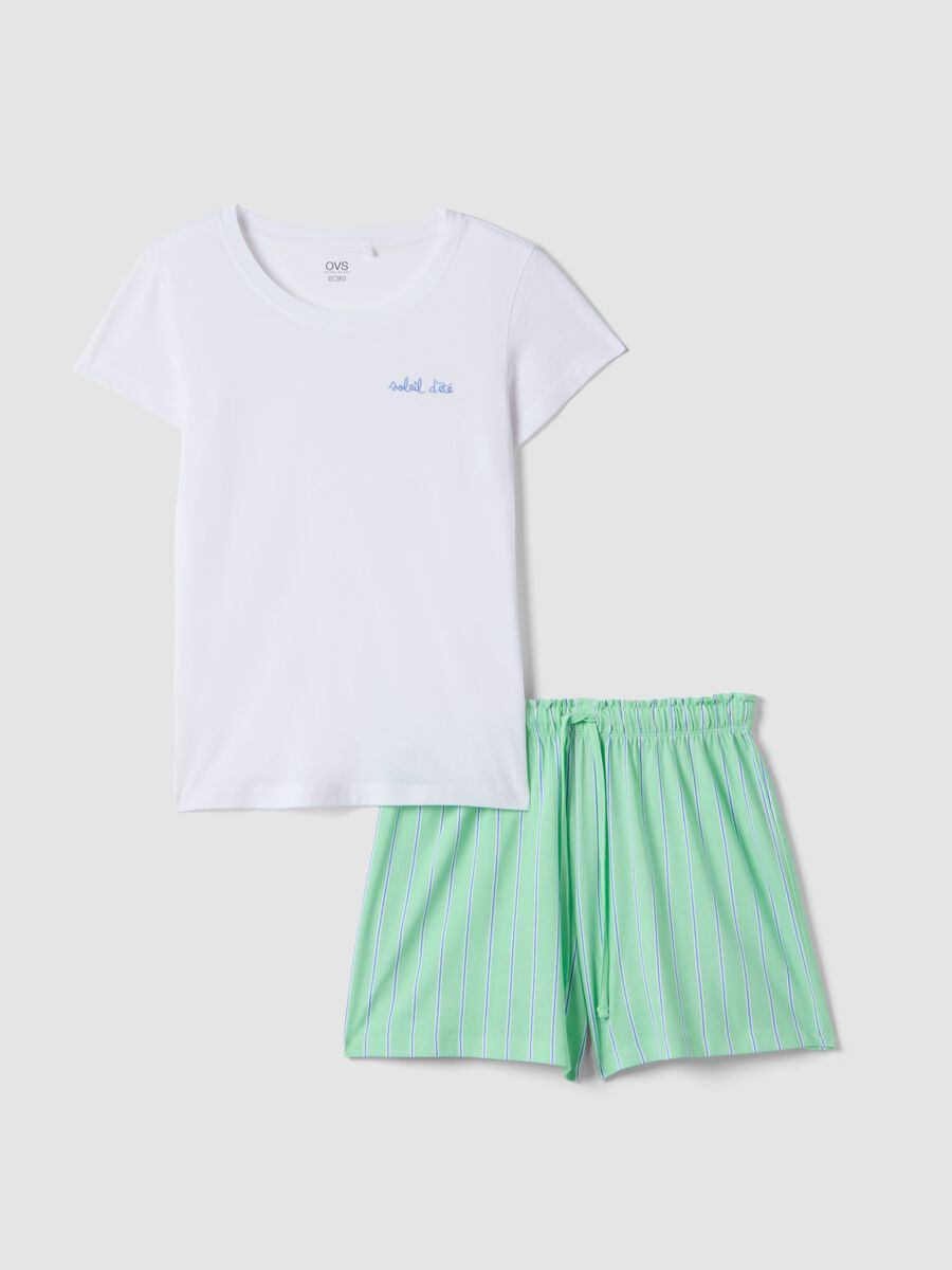 Pigiama corto in puro cotone multicolor regular fit_4