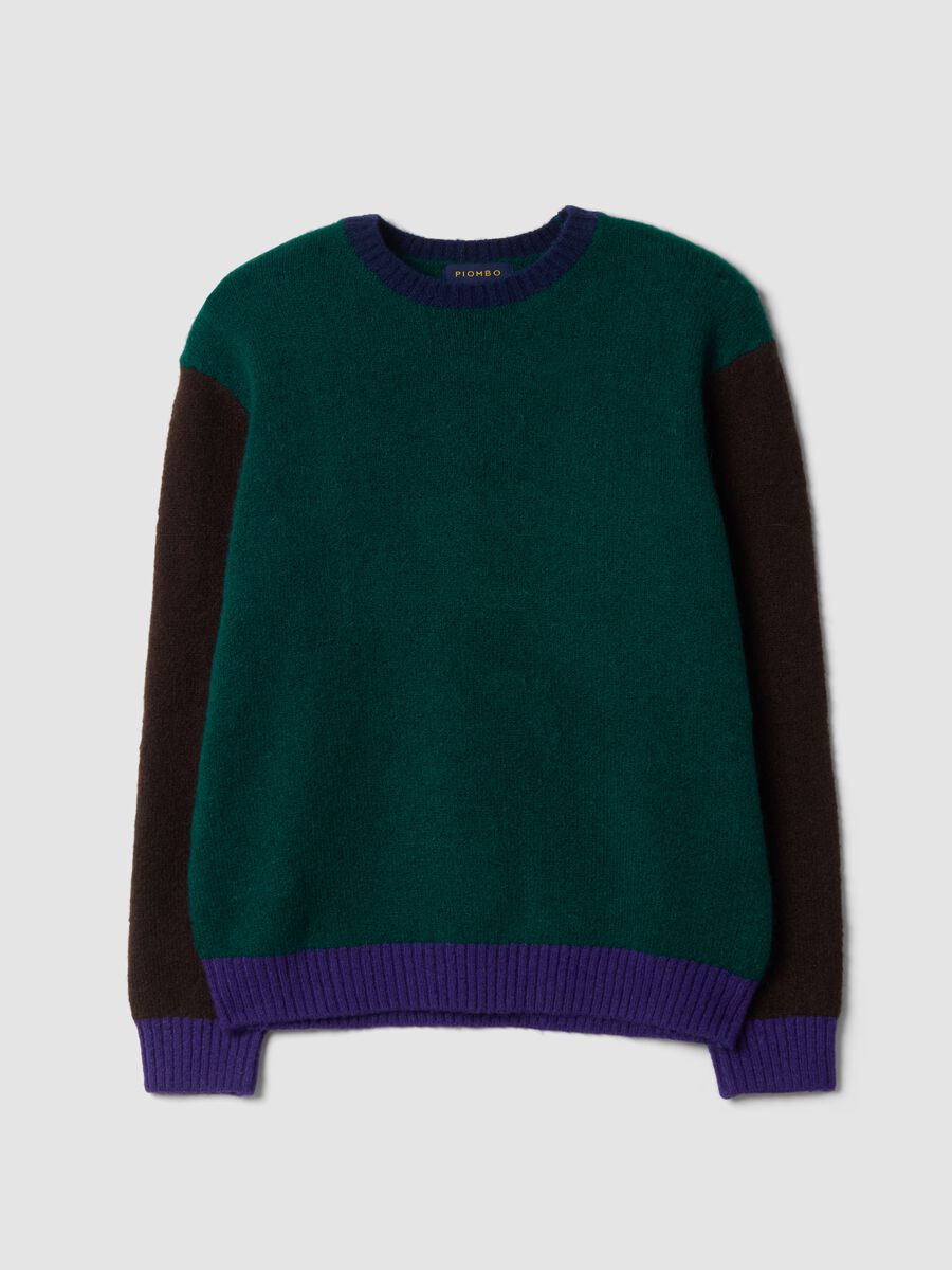 Maglione verde girocollo in lana e alpaca elasticizzate regular fit_4