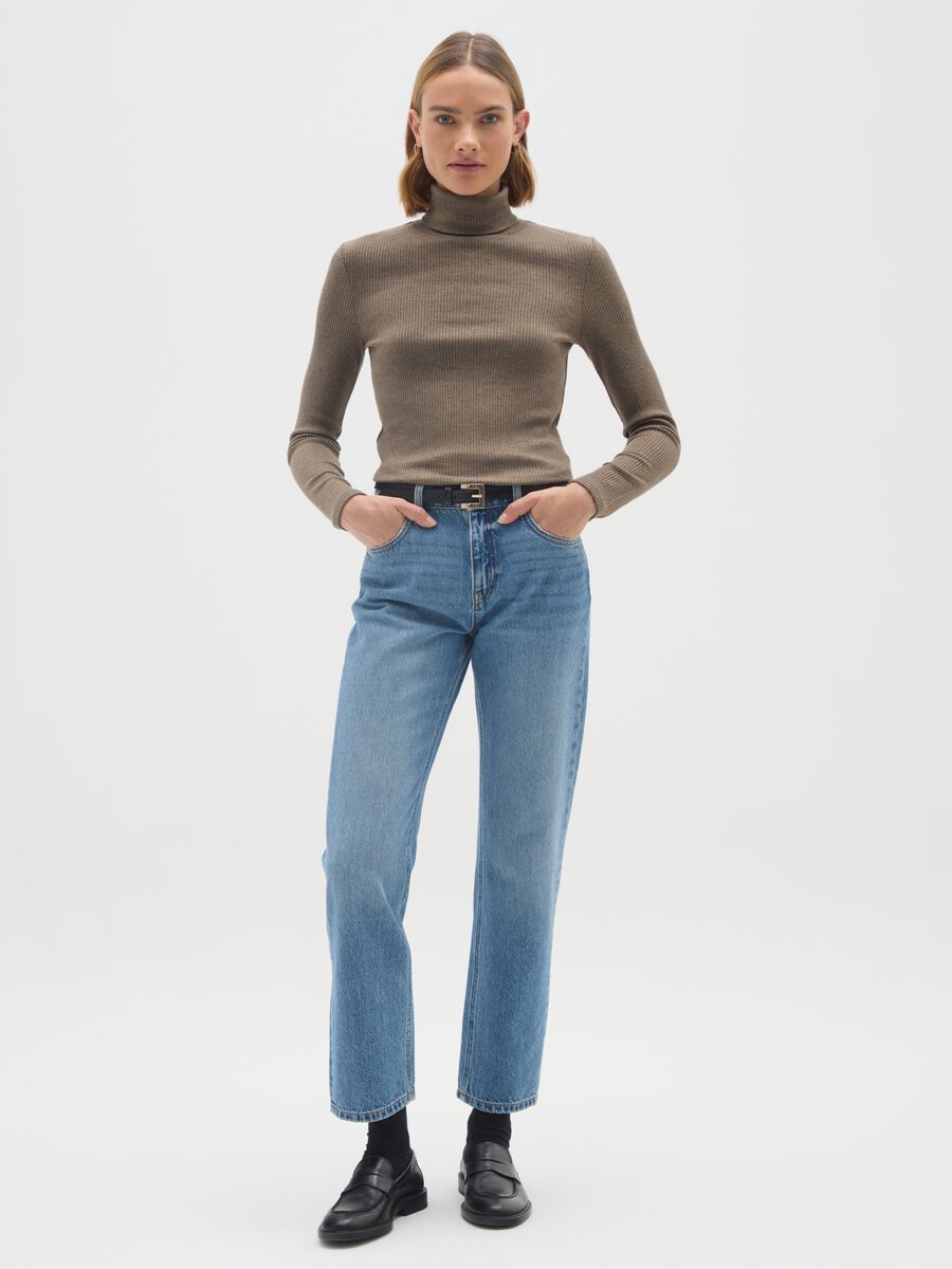 Brown Regular Fit Turtleneck Jumper_1