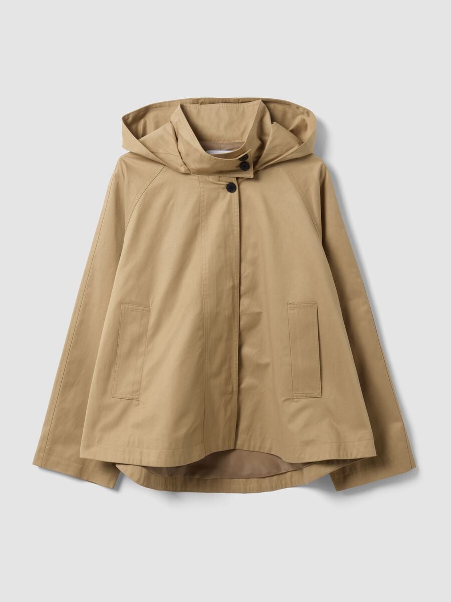 Parka beige in misto cotone con cappuccio regular fit_0