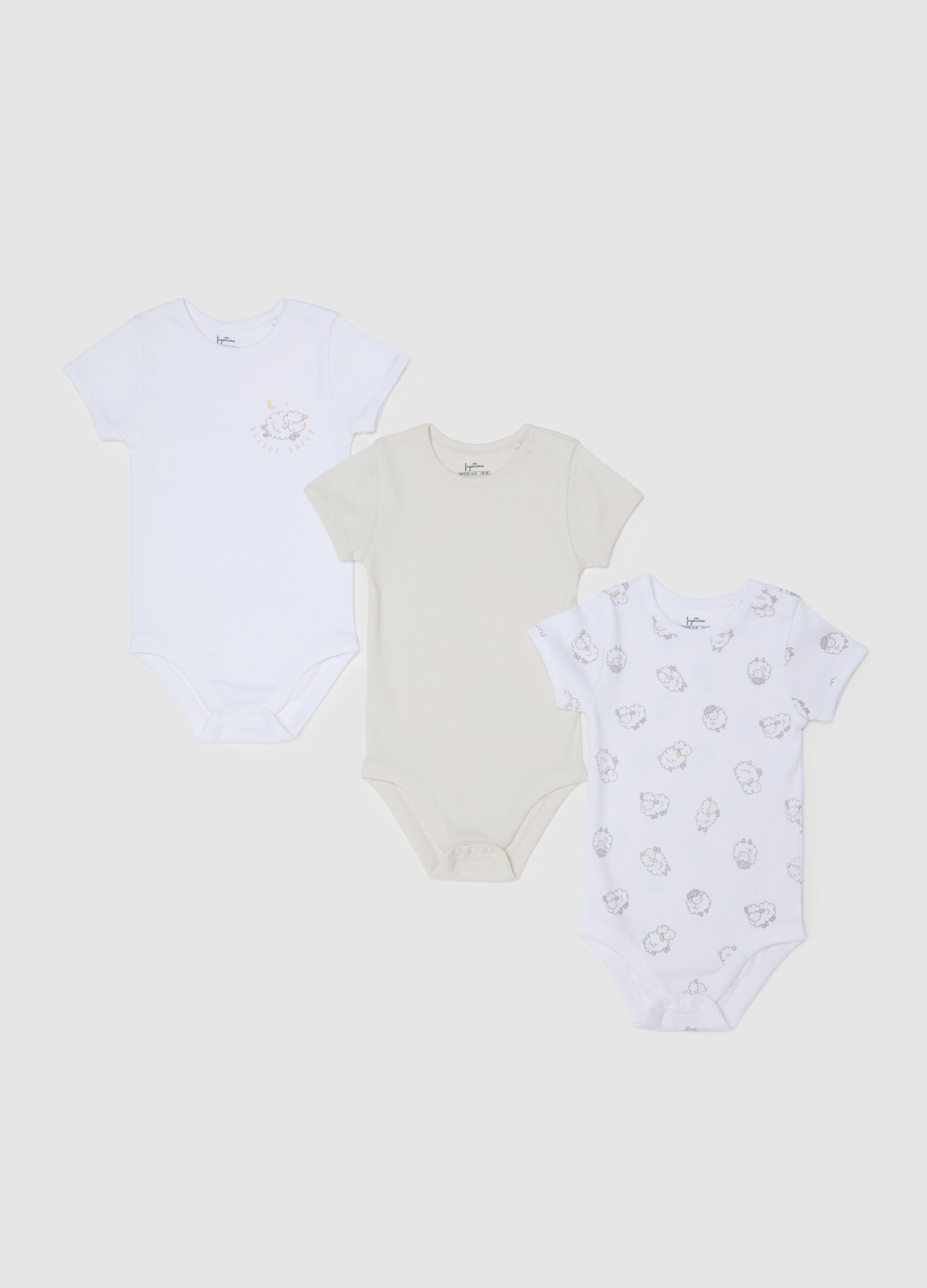 Multicolour pure cotton newborn bodysuits tripack set