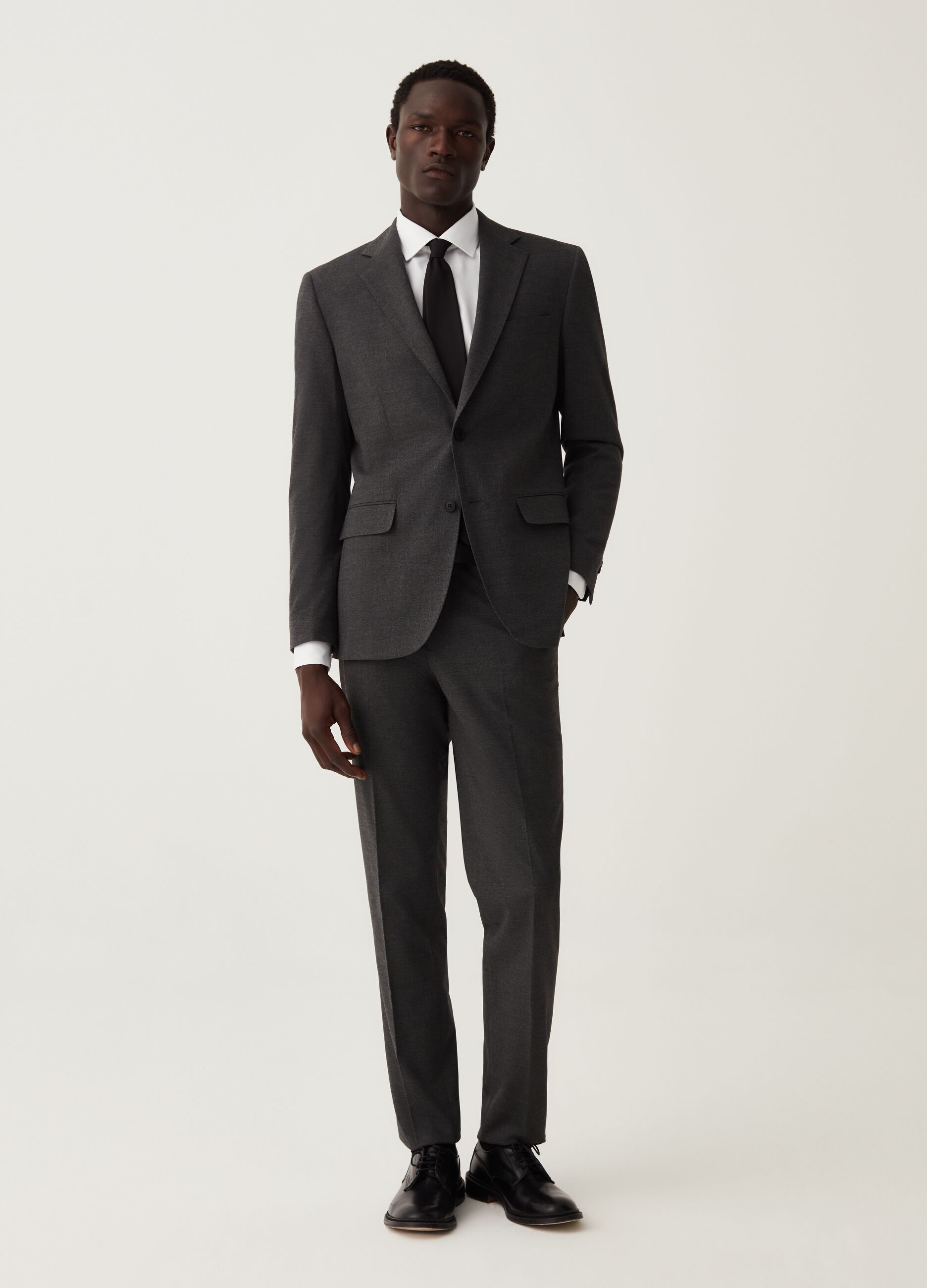 Blazer slim fit melange grigio_1