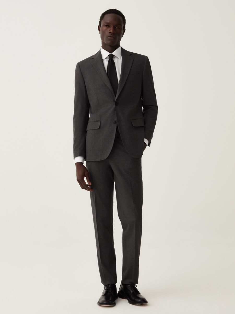 Blazer slim fit melange grigio_1