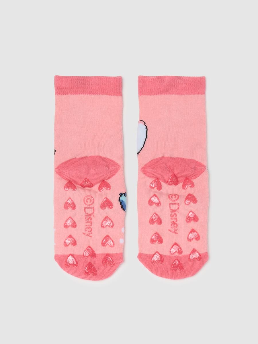 Girls' pink cotton socks with elastic and Stitch print_1