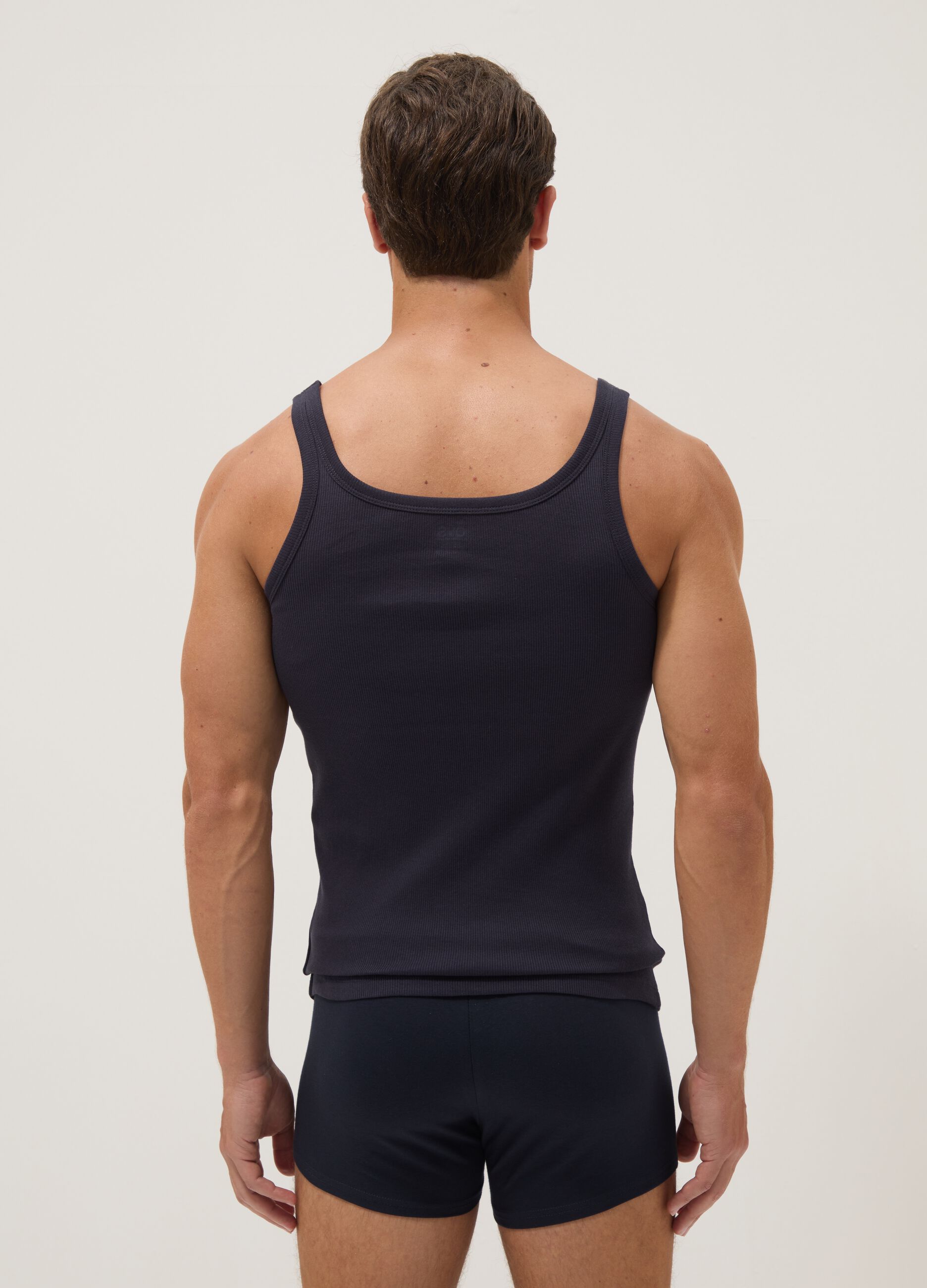 Blue pure cotton tank top regular fit