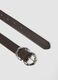 Slim brown belt with braided metal buckle_1