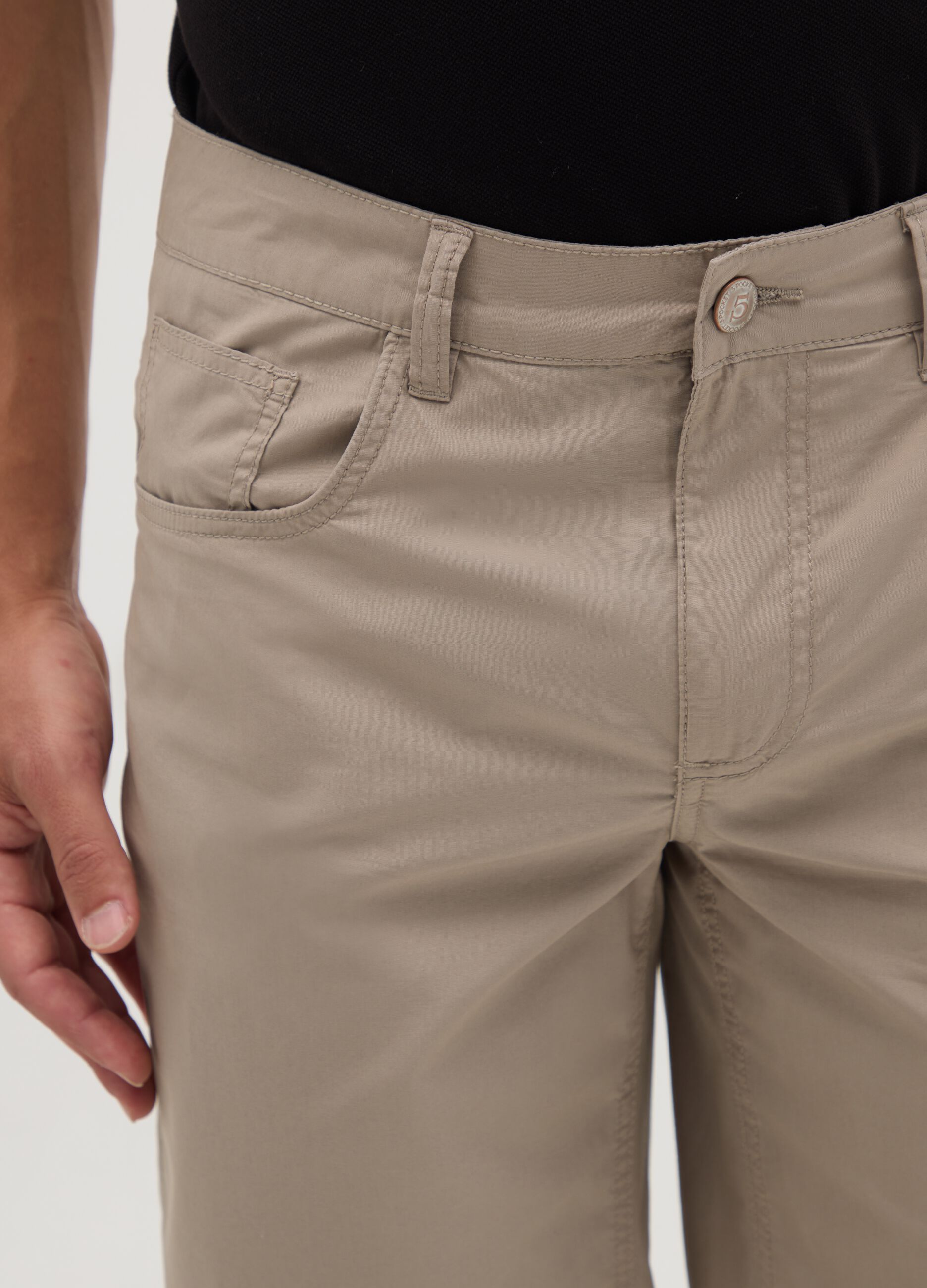 Men's Beige Pure Cotton Bermuda Shorts Regular Fit