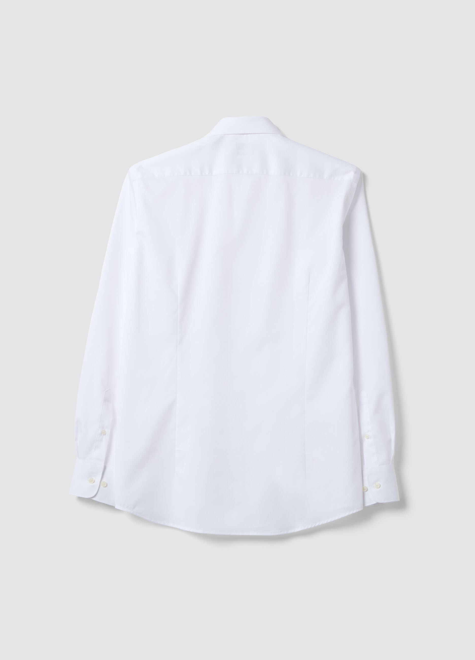 Camicia slim fit bianca in puro cotone con collo francese no iron