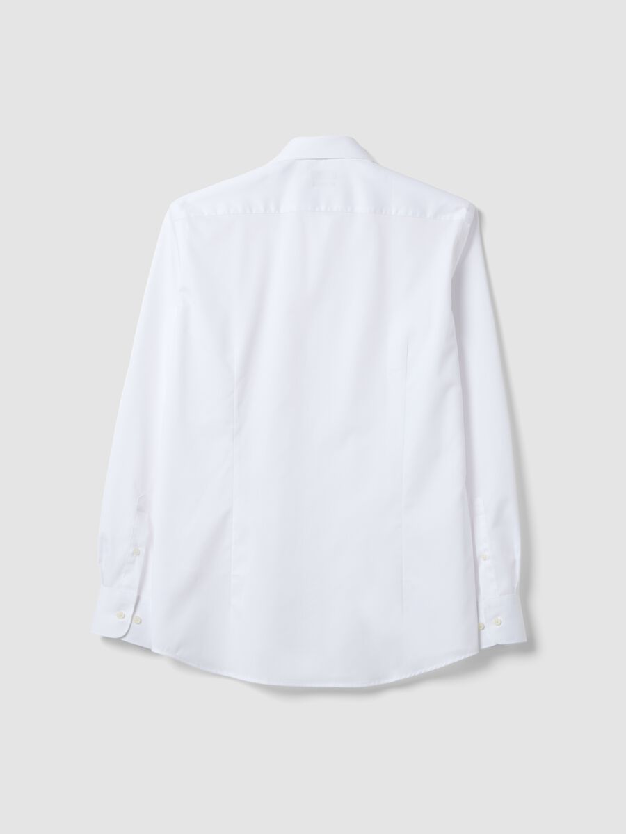 Camicia slim fit bianca in puro cotone con collo francese no iron_5