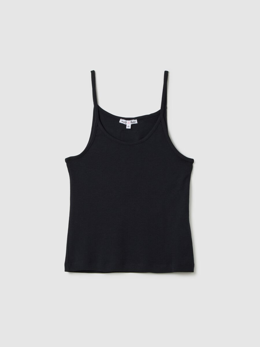 Women's black pure cotton regular fit vest_4