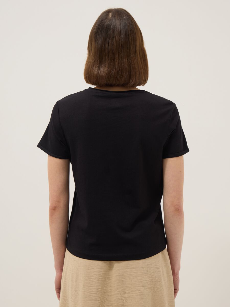 Black pure cotton short sleeve T-shirt regular fit_3