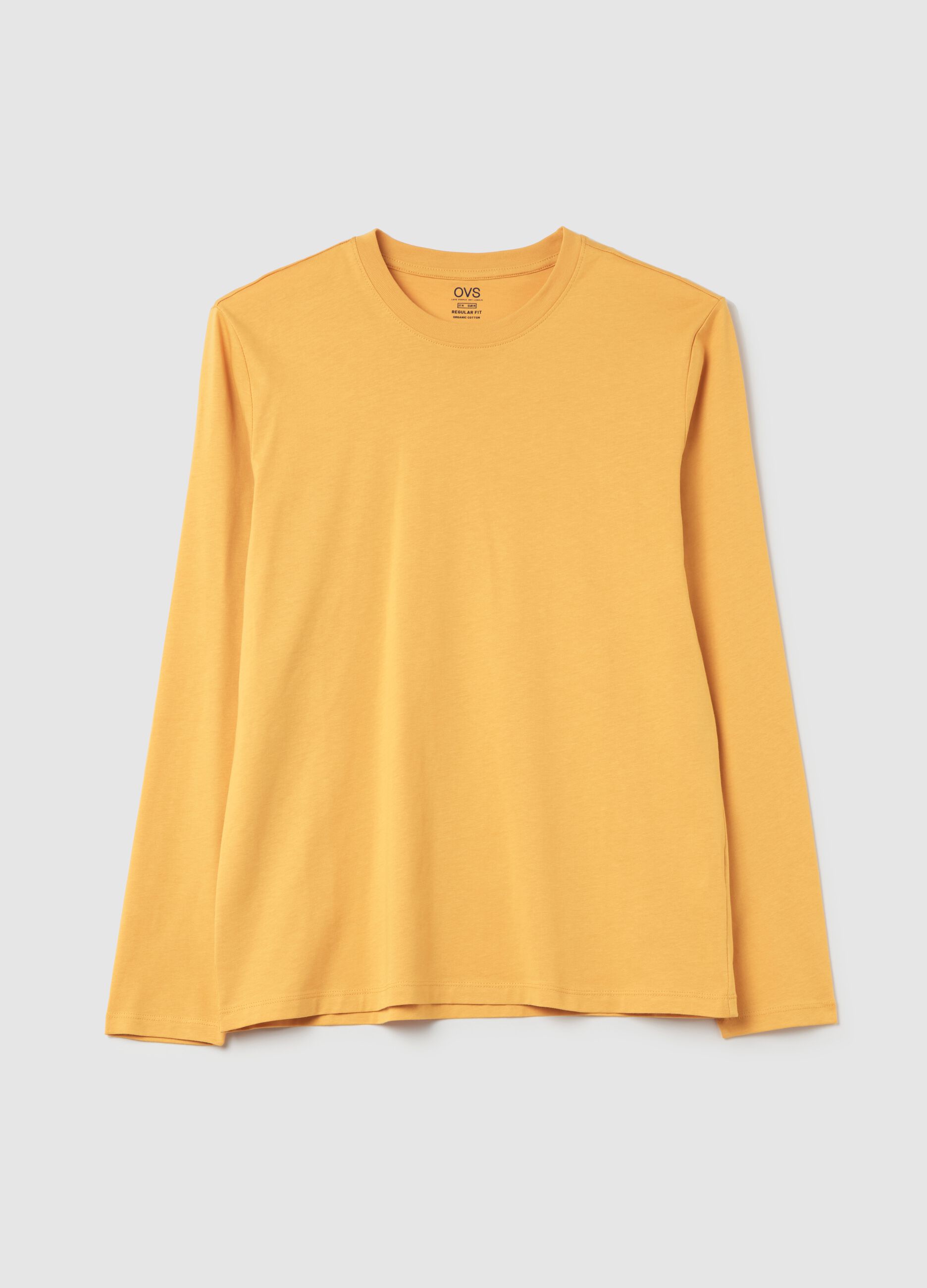 T-shirt girocollo a maniche lunghe in cotone