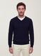 Blue viscose-blend V-neck jumper, regular fit_1