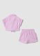 Pink pure cotton set with short-sleeved shirt and shorts_1