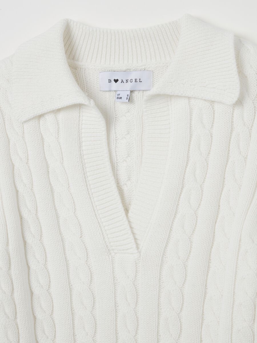 Cable-knit top with polo neck_5