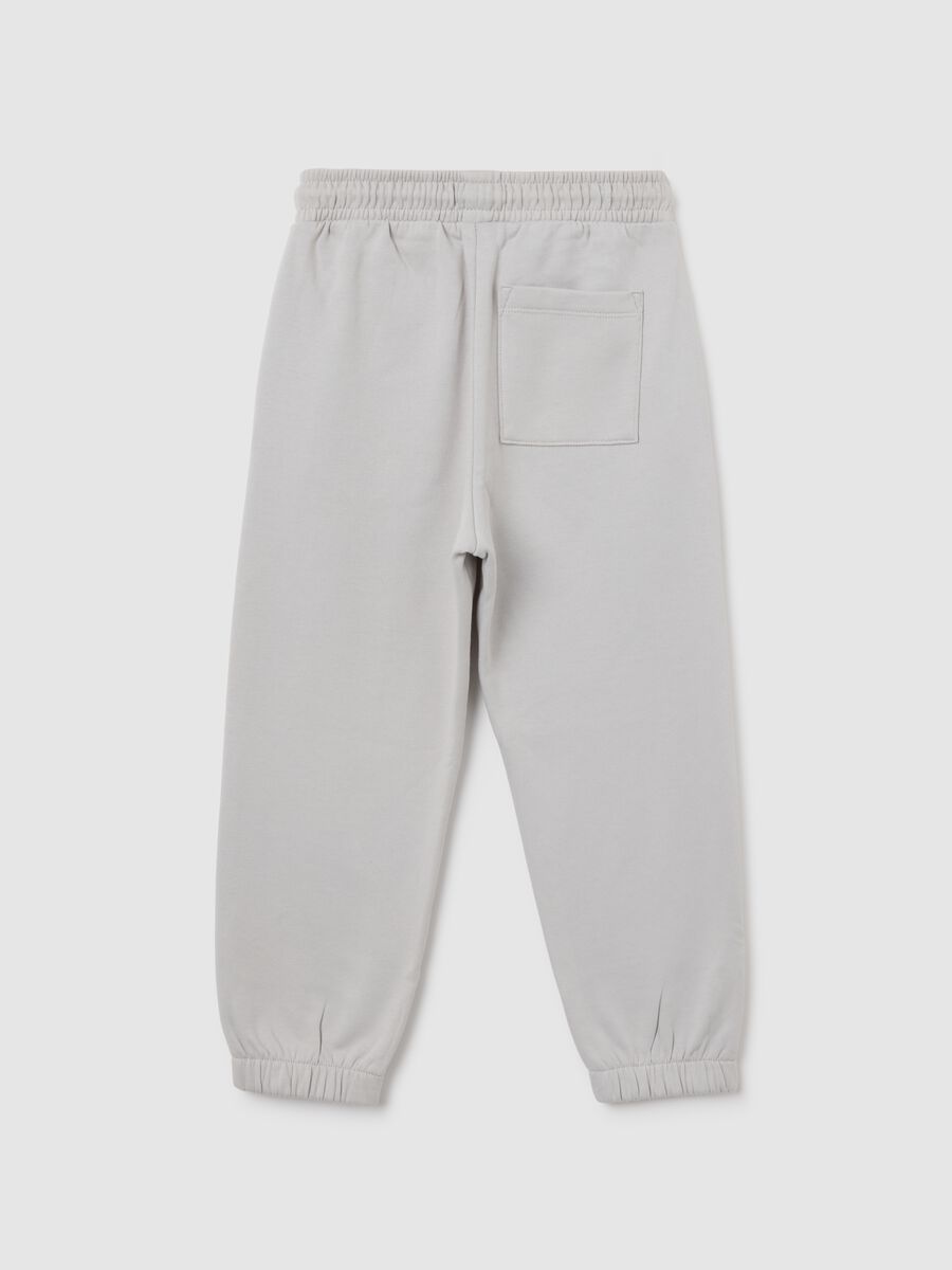 Children's grey regular fit cotton trousers with elasticated waist_1