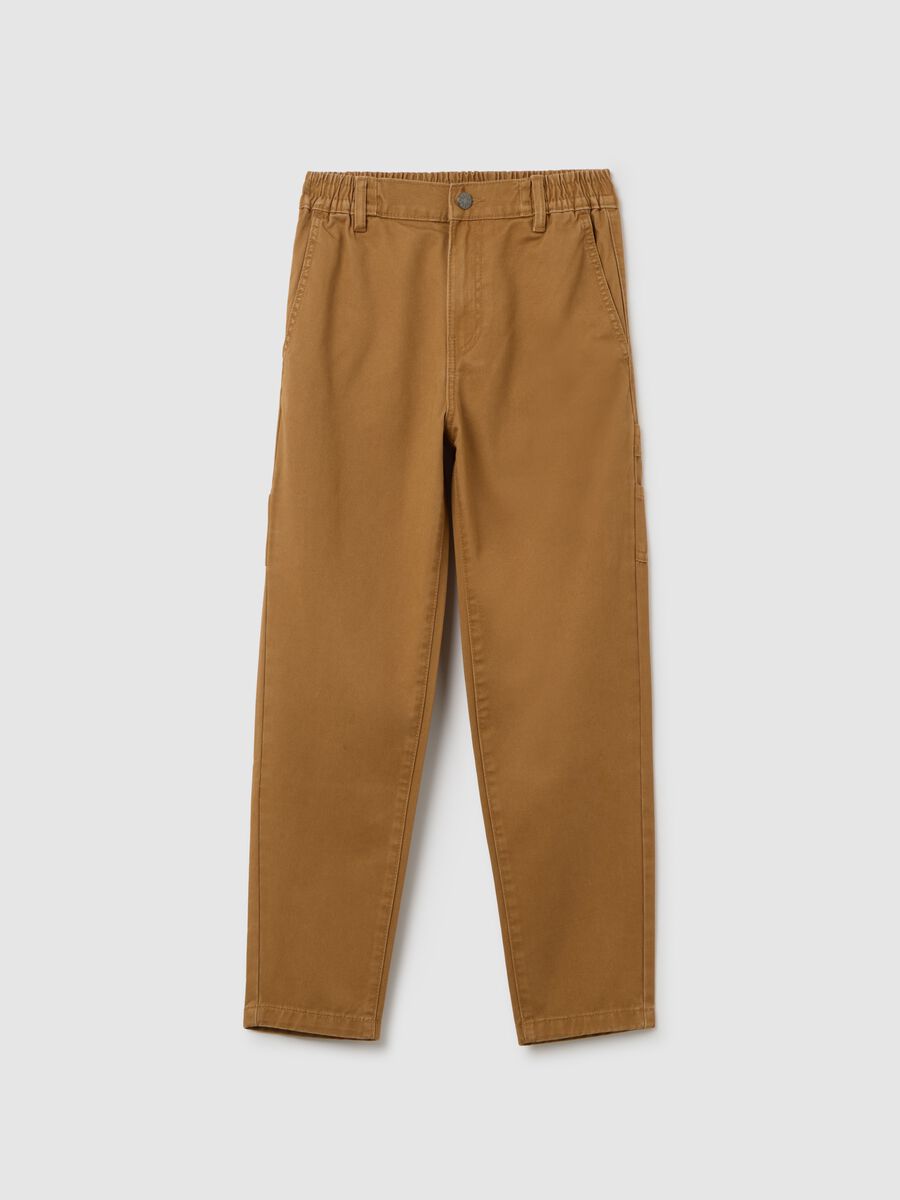 Pantaloni da ragazzo in puro cotone marrone_3