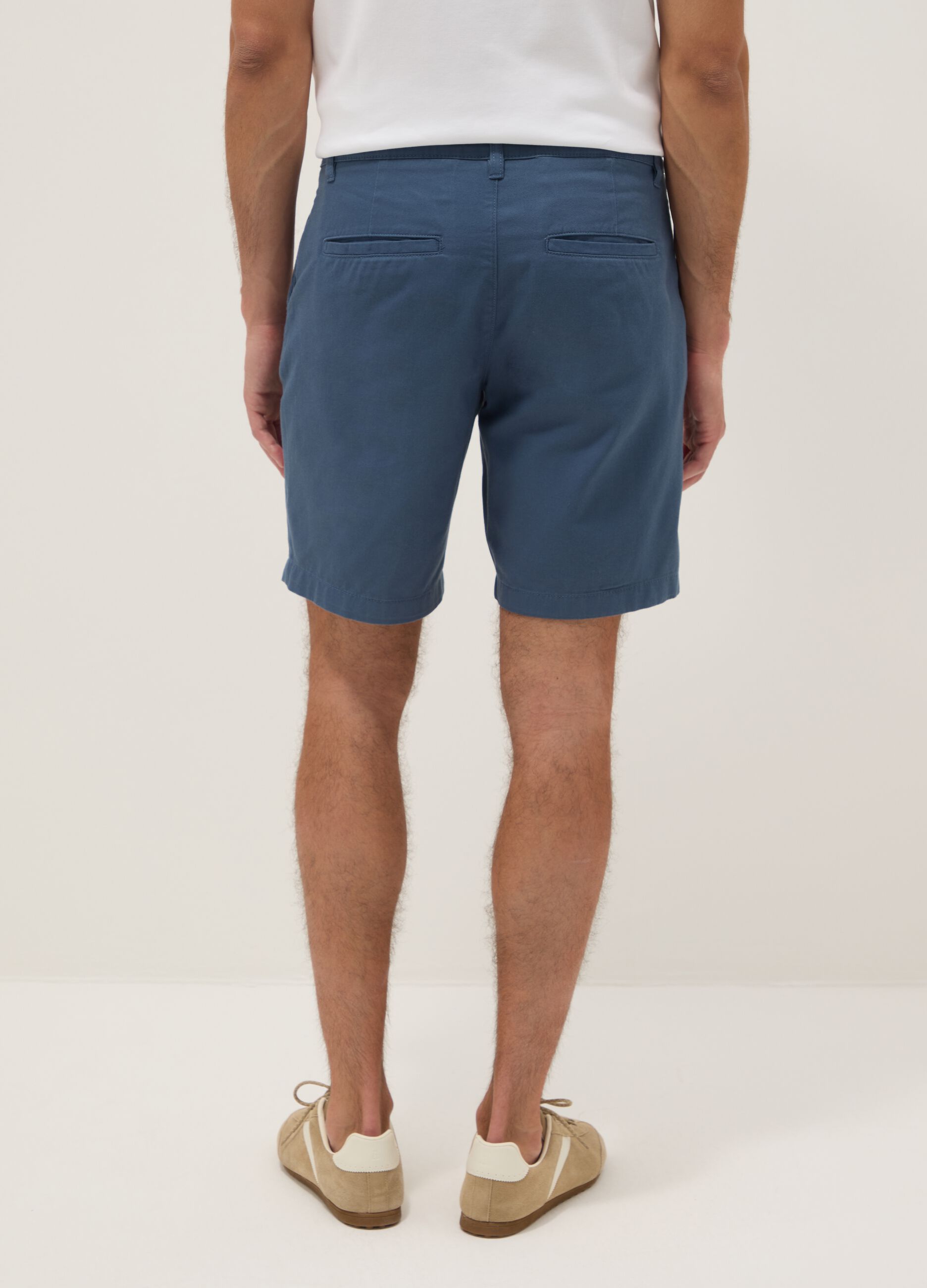 Bermuda chino blu in puro cotone regular fit